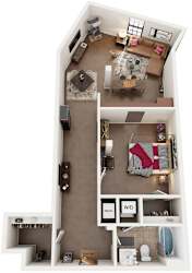 1 Bed 1 Bath Floor Plan | 801 Sq. Ft. at Mayton Transfer Lofts in Petersburg, VA