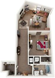 1 Bed 1 Bath Floor Plan | 801 Sq. Ft. at Mayton Transfer Lofts in Petersburg, VA