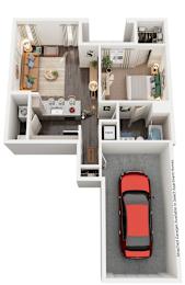 1 Bed 1 Bath Floor Plan | 760  Sq. Ft. at Promenade at Newnan Crossing in Georgia, 30265