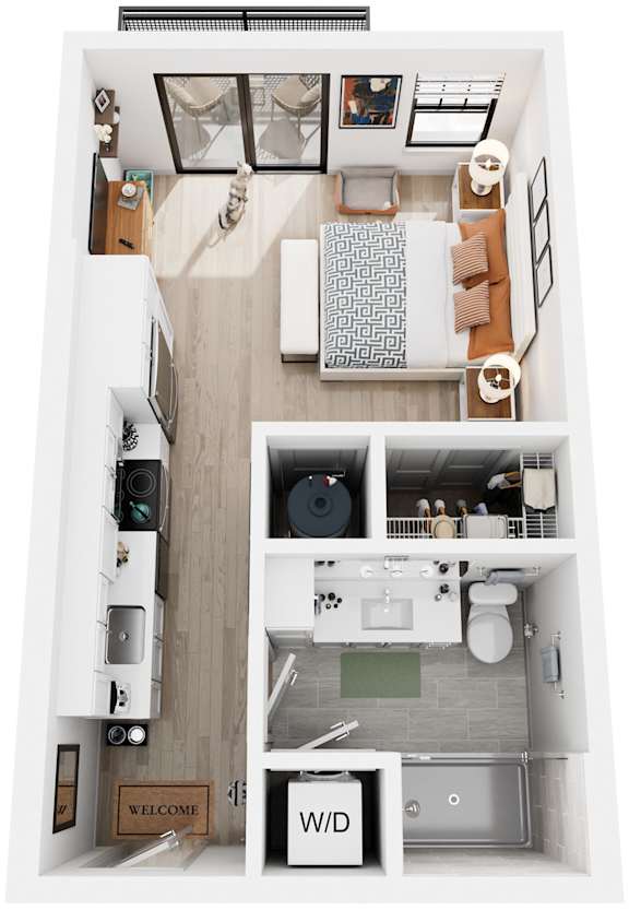 Floor Plan  Studio 1 Bath Floor Plan | 452 Sq. Ft. at Tapestry West, Richmond, Virginia, 23230