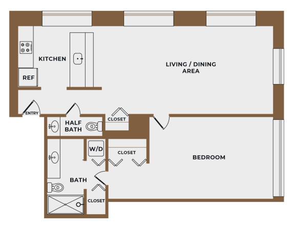 A18 Alt - 1Bed 1 Bath - The Broderick - 2D