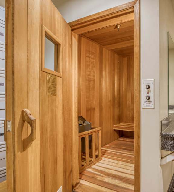Wooden bathroom with sink at Grand Central Market Apartments, Los Angeles, CA, 90013