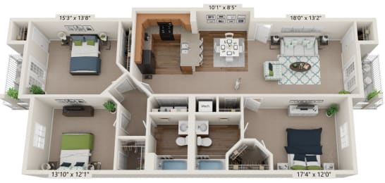 Ardmore King&#x27;s Grant Three Bedroom, Two Bathroom Floor Plan