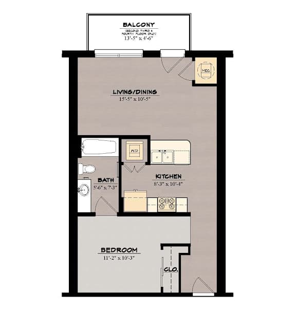 1AB Floor Plan at The Tennessee Brewery, Tennessee