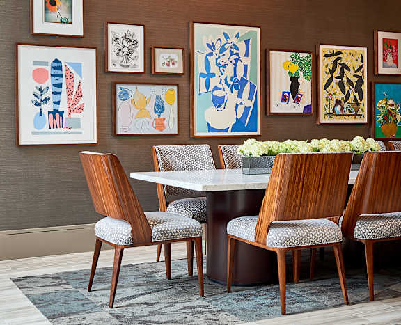 A reception area with a sign that says inspire.
