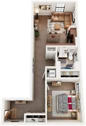 1 Bed 1 Bath Floor Plan | 650 Sq. Ft. at Mayton Transfer Lofts in Petersburg, VA