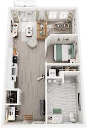 1 Bed 1 Bath Floor Plan | 608 Sq. Ft. at Lyric at Norton Commons Apartments, Prospect, KY 40059