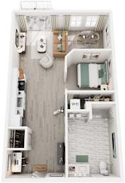 1 Bed 1 Bath Floor Plan | 608 Sq. Ft. at Lyric at Norton Commons Apartments, Prospect, KY 40059