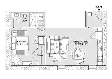 2 bed 2 bath B7 Floor Plan at 99 Front, Tennessee
