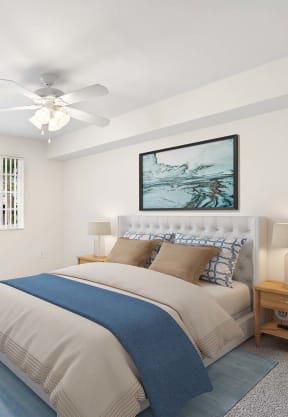 a bedroom with a bed and a ceiling fan at Promenade at Reflection Lakes, Fort Myers, FL