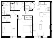 2 bed 2 bath floor plan B at Glassworks, Pennsylvania