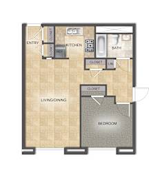 One Bedroom Floor Plan  at Exchange Place Towers, Waterbury, CT, 06702