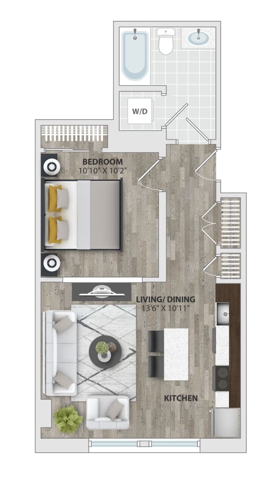 Jb12 Floor Plan at 1405 Point, Baltimore, MD, 21231