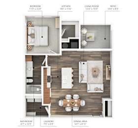 1 bed 1 bath B at Stonegate Crossing Apartments, Clive, IA, 50325
