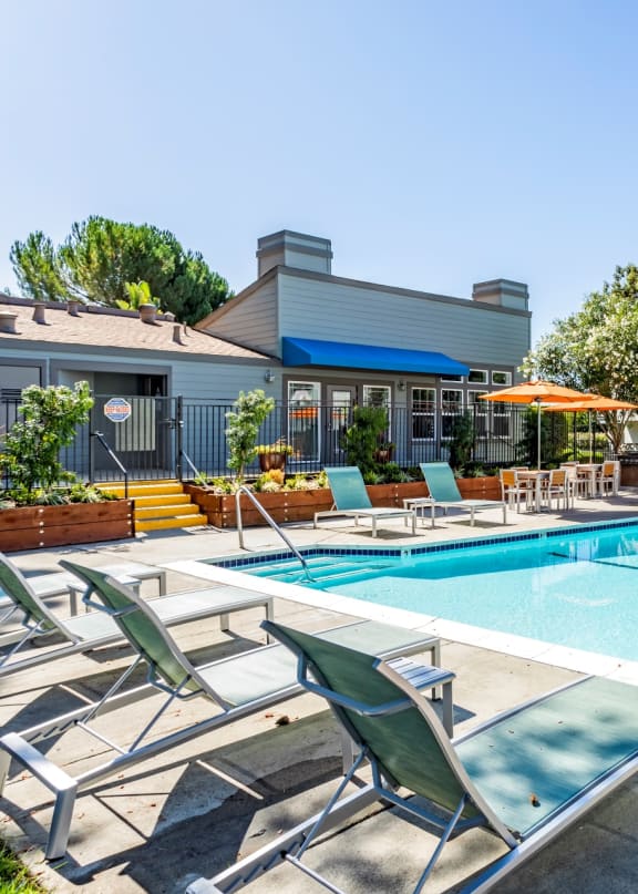 TrailView Apartment Homes in Concord, California Pool with Lounge Chairs