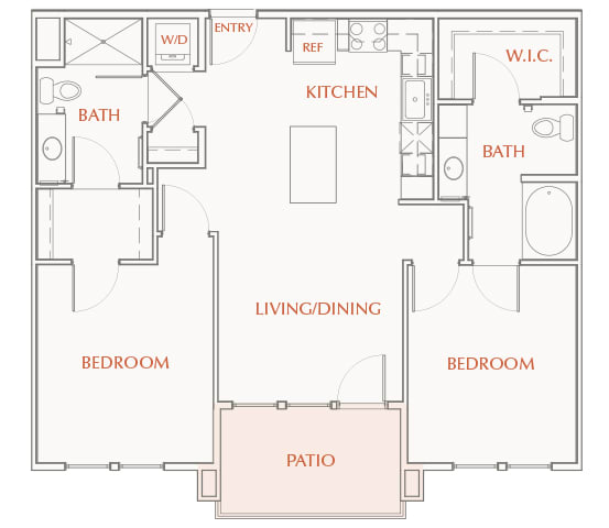 B1 - 2Bed 2Bath - 1033SF