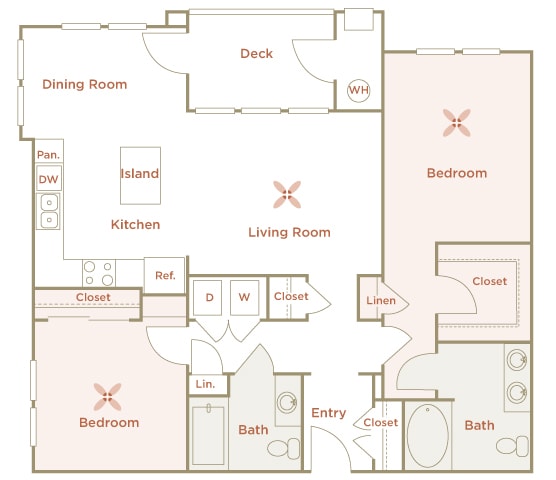 Quinn Crossing - San Pablo (B2) - 2 bedroom and 2 bath - 2D floor plan