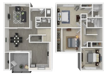 3 Bedroom, 2.5 Bathroom Floor Plan at Silverstone Apartments, Davis ,95618
