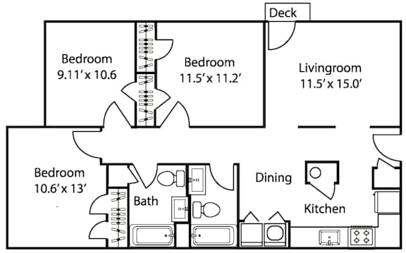Hamilton Three-Bedroom, Two-Bath Apartment at The Avery at Auburn Apartments in Auburn, AL