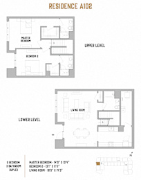 A floor plan for a residence at Rose Hall shows two bedrooms and two bathrooms on the lower level.