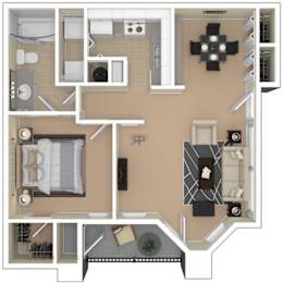a typical floor plan of a 1 bedroom apartment