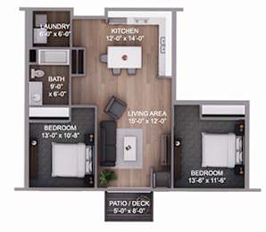 Floor Plan 2 Bedroom 1 Bath