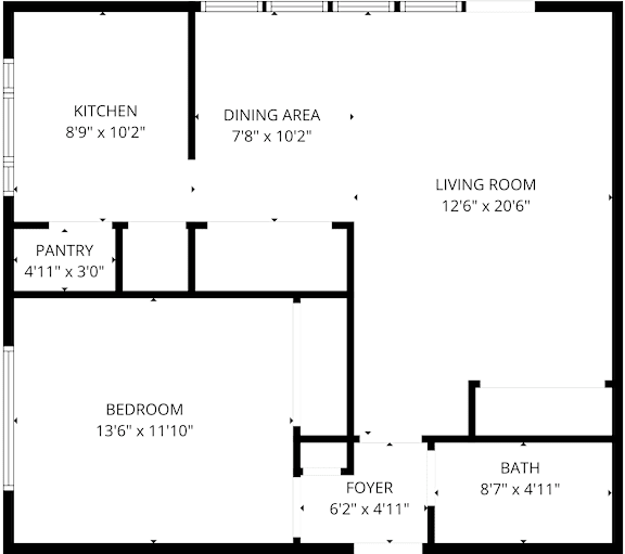 A black and white floor plan of a house with labeled rooms.