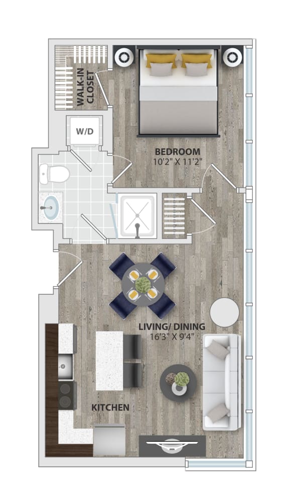 1B7 Floor Plan at 1405 Point, Baltimore, 21231