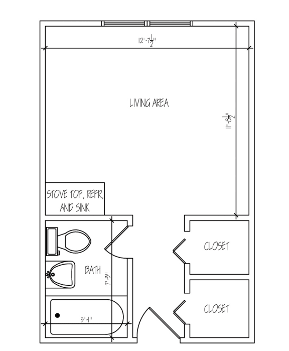 Park East Micro Floor Plan at Shaker Collection  Apartments, Integrity Realty, Cleveland, OH, 44120