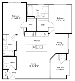 2 Bedroom B1 Floor Plan