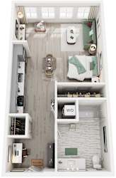 Studio 1 Bath Floor Plan | 540 Sq. Ft. at Lyric at Norton Commons Apartments, Prospect, Kentucky 40059
