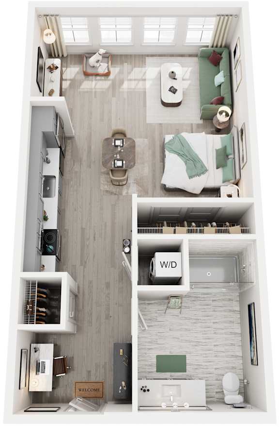 Floor Plan  Studio 1 Bath Floor Plan | 540 Sq. Ft. at Lyric at Norton Commons Apartments, Prospect, Kentucky 40059