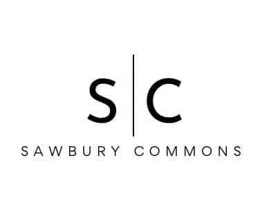 The image is a logo of Sawbury Commons.