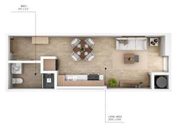 S1 Floor Plan at City Square Lofts, Des Moines
