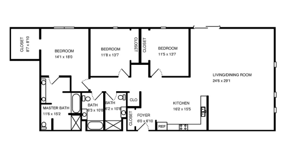 Bucktown Station 3 bedroom B floorplan