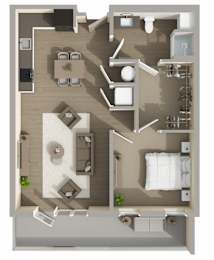 A12 Floor Plan at Harbor Side at Conwood Flats Apartments in Uptown Memphis, TN