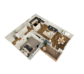 a floor plan of a house with a bedroom and a living room