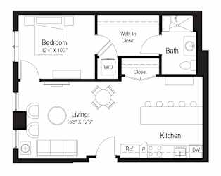 A2 and A2A Floor Plan at Rialto, District of Columbia