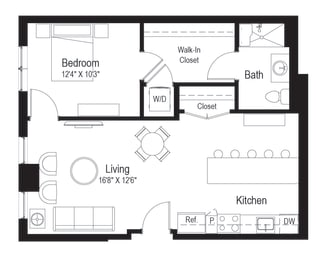 A2 and A2A Floor Plan at Rialto, District of Columbia