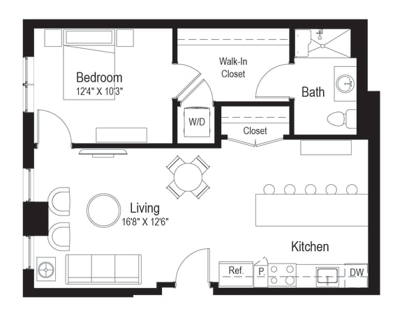 A2 and A2A Floor Plan at Rialto, District of Columbia