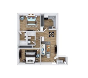  Floor Plan 2 Bed, 2 Bath Classic