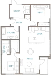Floor Plan  a floor plan of a bedroom apartment