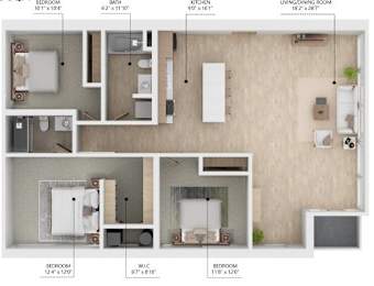 D1 Floor Plan at City Square Lofts, Des Moines