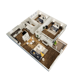 a floor plan of a house with a bedroom and a living room