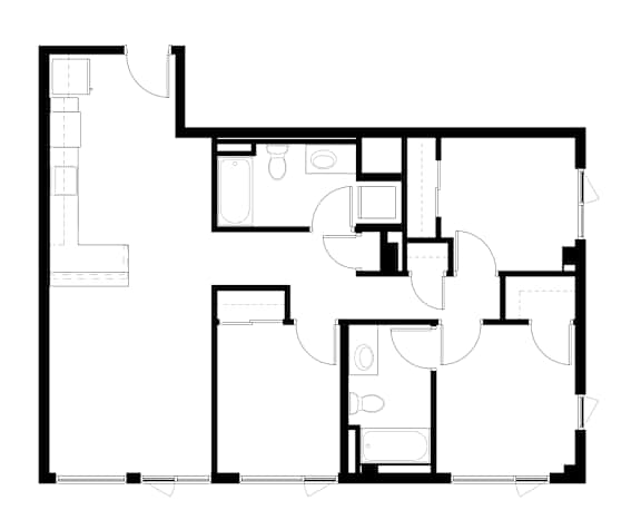 3Bedroom S Floor Plan at Victory Northgate Apartments, Seattle, WA, 98125