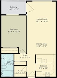 A floor plan for a rental apartment at 1300 Arguello Street, Unit 4, Redwood City, Ca 94063 is displayed.