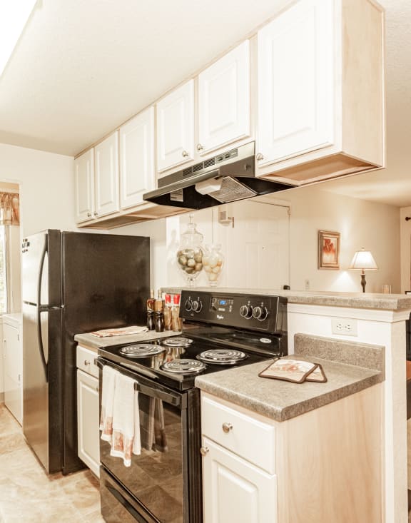 Kings Court updated model kitchen at King's Court Apartments, Beaverton, 97006
