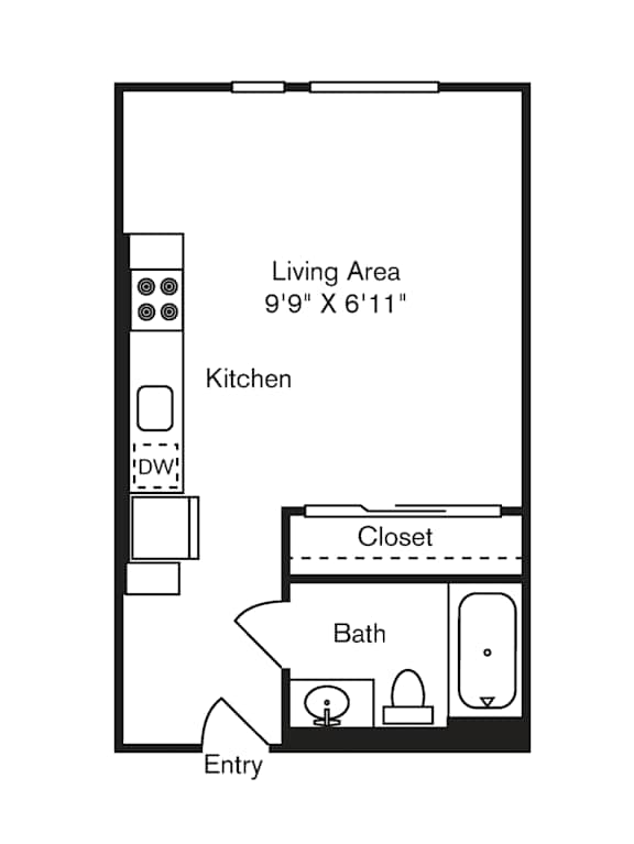 St Luke's Apartments in Seattle, Washington Studio Floor Plan