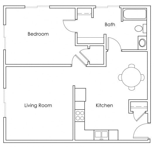 Floor Plan  1 Bedroom 1 Bathroom 709 - I