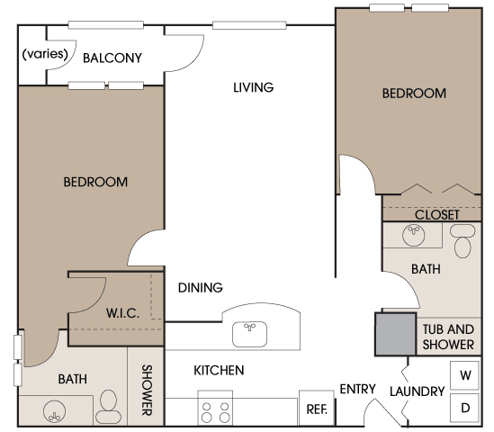 Centre Pointe Apartments - B5 - 2 bedrooms and 2 bath